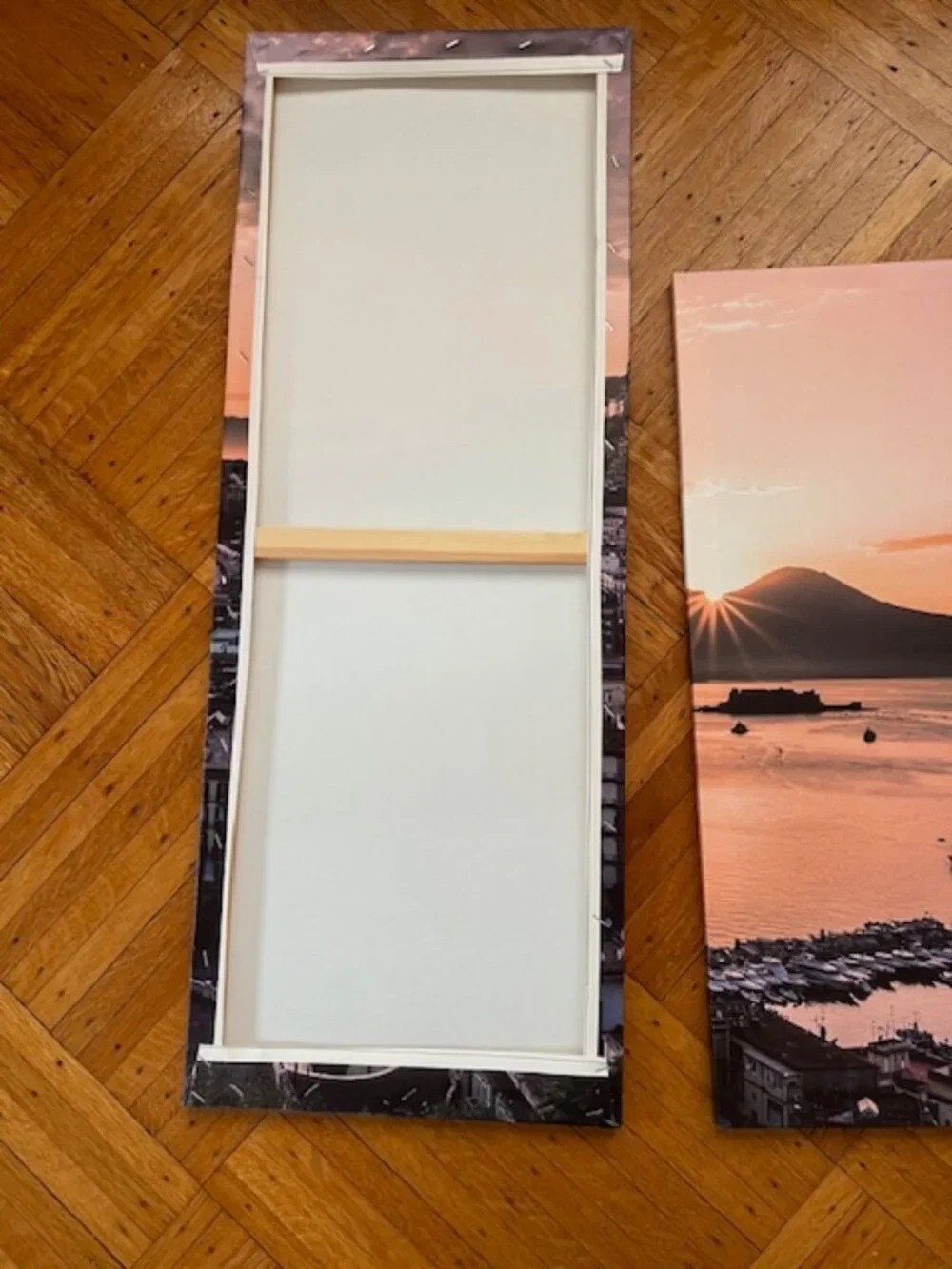 Wall Art 4 Panel Canvas - Bay of Naples Sunsetting over Vesuvius - NEW w/Box